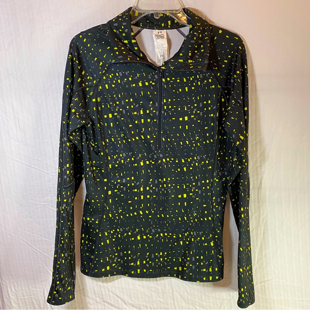 Under Armor ColdGear Fitted Half Zip Long Sleeve Jacket Black Yellow Sz M